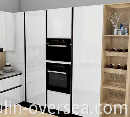 White simple acrylic high gloss kitchen cabinet 